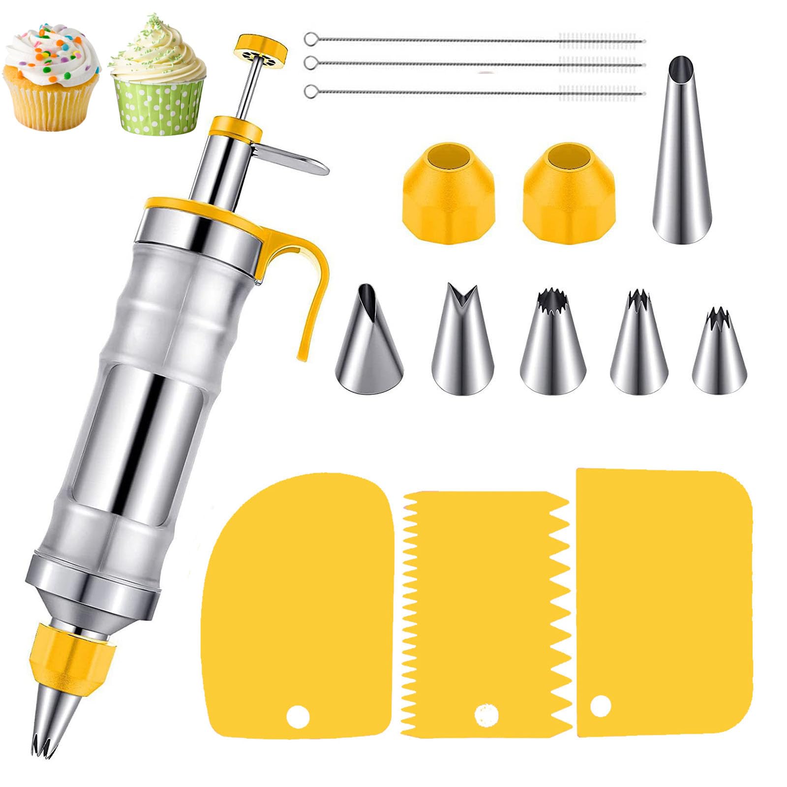 Icing Syringe Set Cake Decorating Kit, Stainless Steel Piping Syringe for  Dessert, Cupcake, Icing Piping Sets for Cake, DIY Baking Tools with Piping