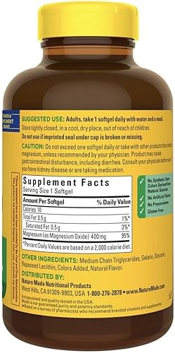 Miniatura 2 de Nature Made Magnesio 400 mg Extra Strength 150 cápsulas blandas, 150 días de suministro para apoyar la relajación muscular, nervios, huesos y salud