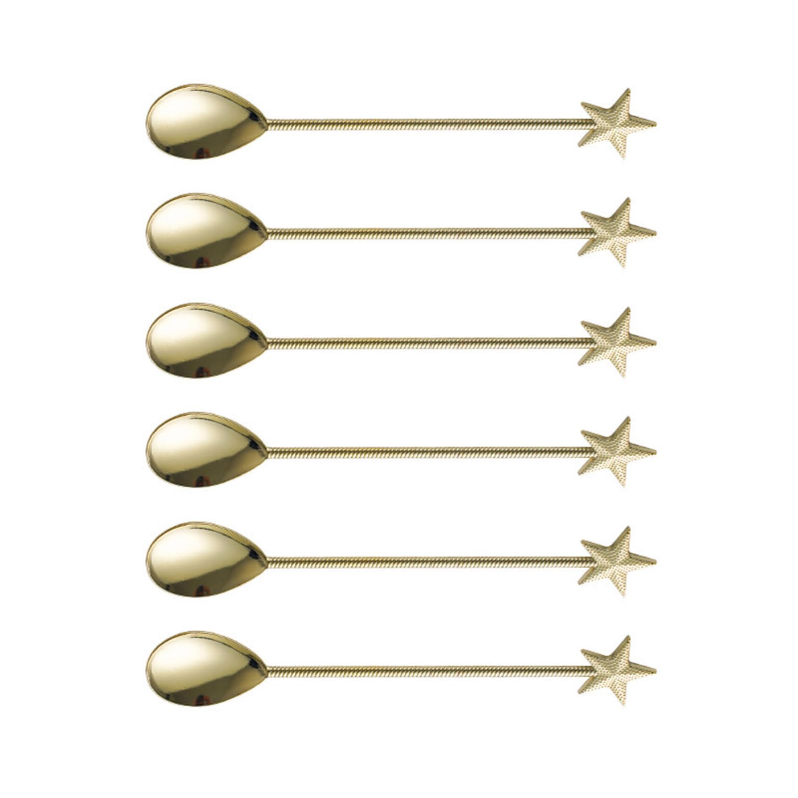 TFAOYS 6Pcs Zincs Alloys Dessert Spoon Long Handle Teas Coffee Stirring Spoons Star Shape Teaspoon for Milkshakes Salad Coffee Spoon Teaspoon