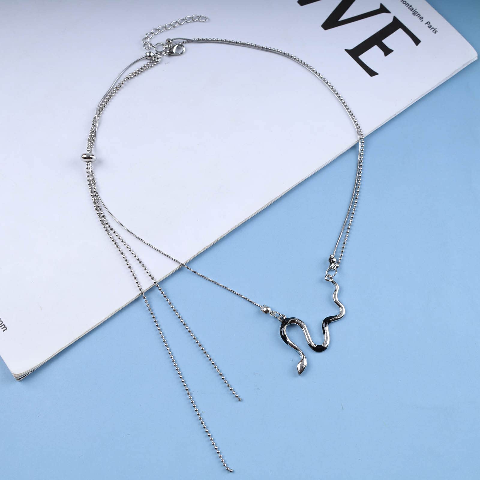 Collana Girocollo Con Ciondolo Serpente A Strati - Gioiello Punk Gotico In Lega Argento Per Donne E Ragazze - Regalo Originale Compleanno, San Valentino