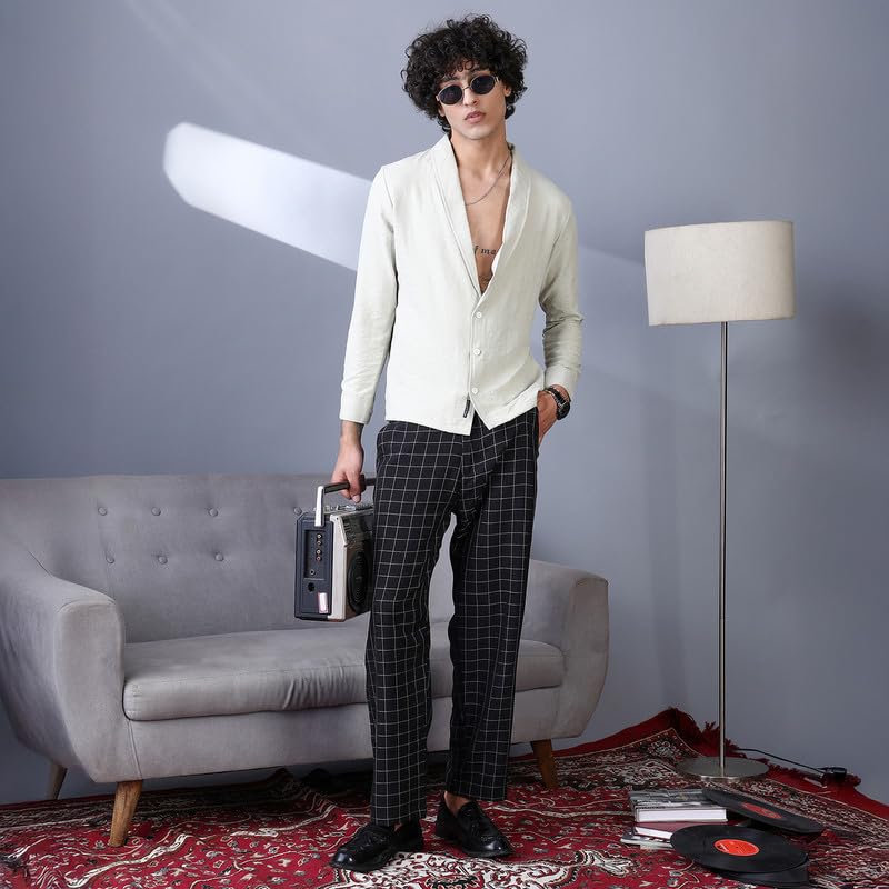 Image of CAHOOT Men'sTrousers for Casual Wear | Mid-Rise | Straight Fit | Drawstring Closure | Trousers Crafted with Comfort Fit for Everyday Wear