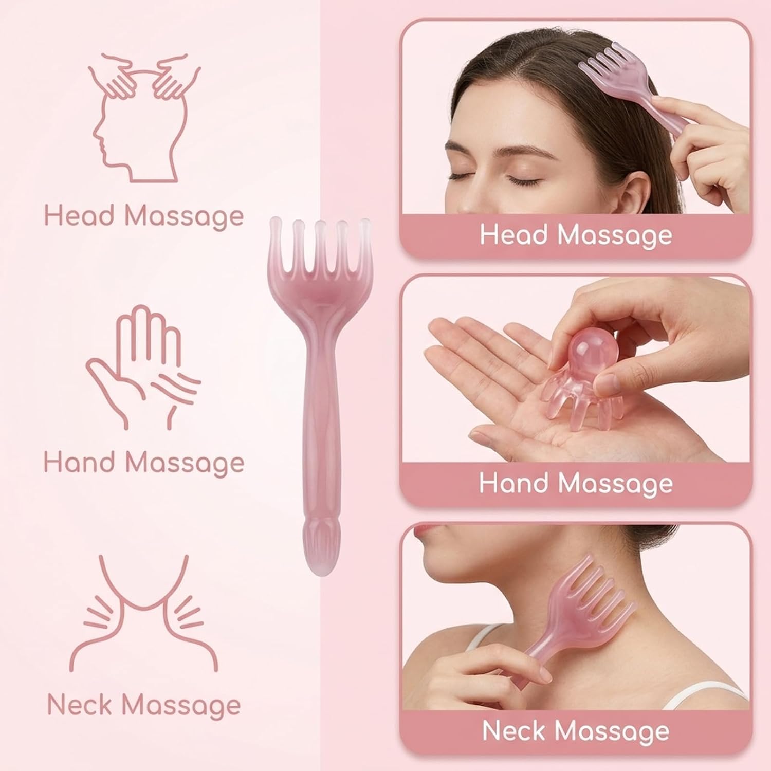 4pcs Head Spa Tools Set, Scalp Massager Comb with Acupressure Chart and Octopus Massagers, Scalp Massage Tools for Relaxation, Home Spa Care