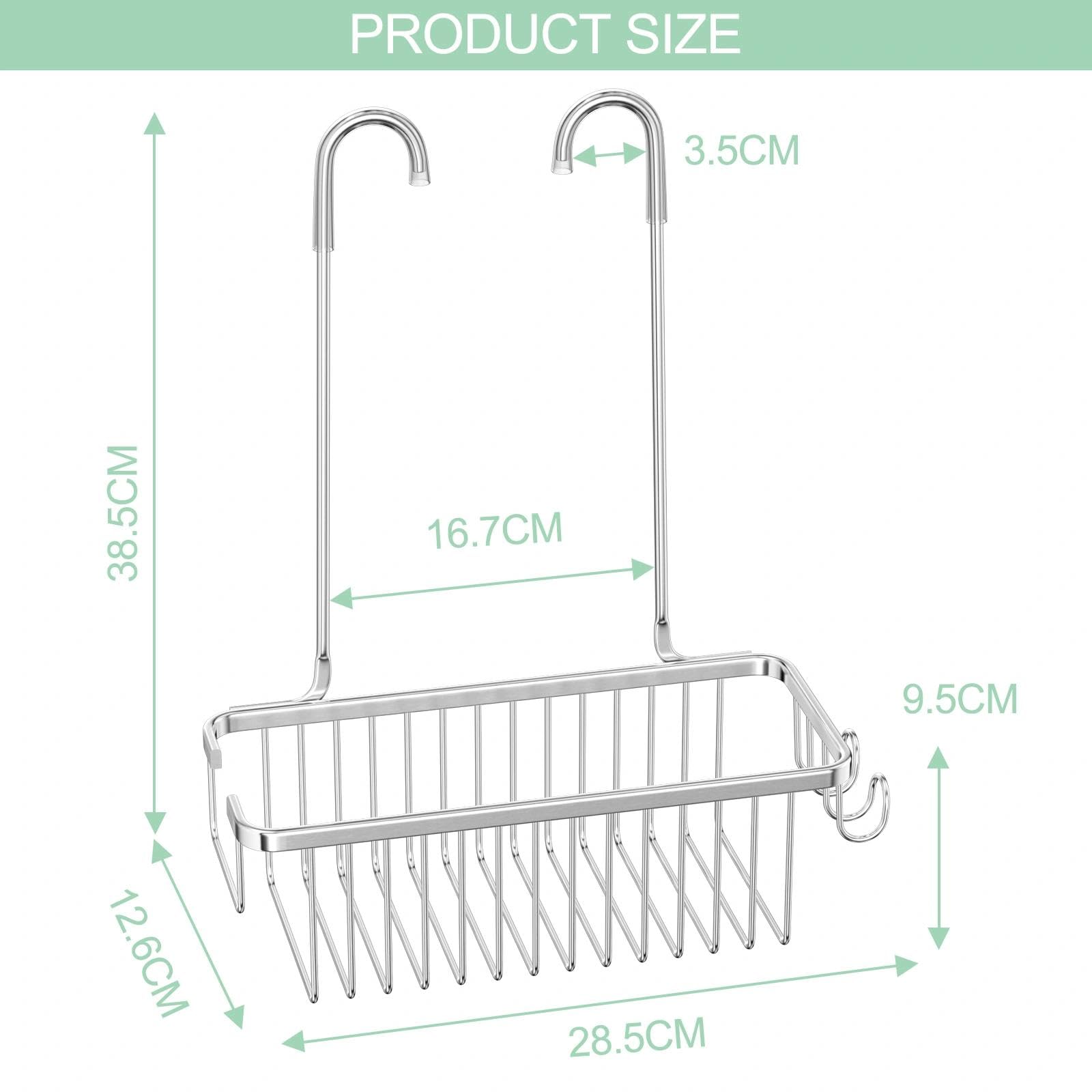 Chiluxendo Estanteria Baño Ducha, Estante Ducha Sin Taladro, Organizador, Cesta Colgante Sin Taladro, Colgador, Soporte, Repisa Baño, Balda, Repisa (Plata) - 2