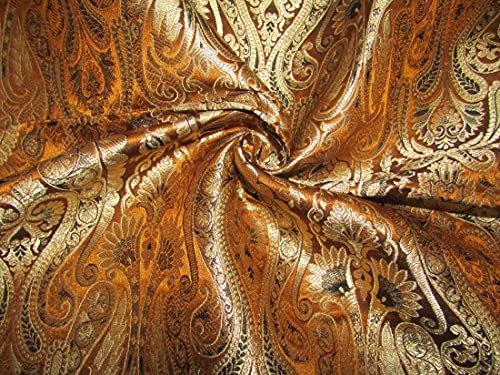 Tissu brocart de soie haut de gamme moutarde et doré pour haute couture