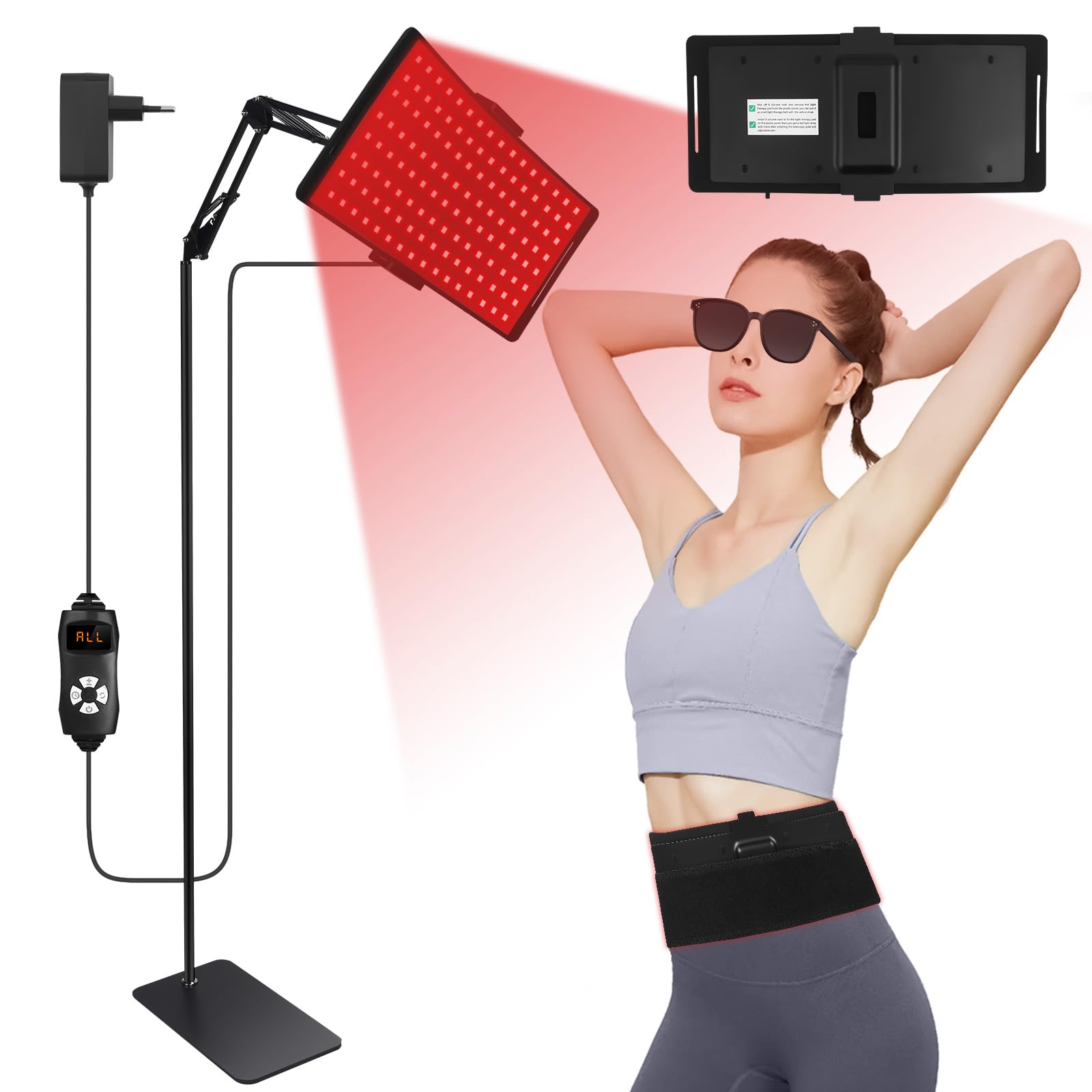 Lámpara de luz roja profesional, lámpara infrarroja, lámpara de calor para terapia de luz roja en el hogar: dispositivo de terapia de luz roja de cuerpo completo para piel, músculos y cuidado