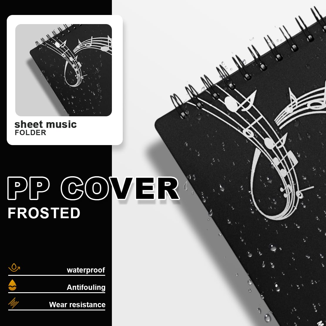 Carpeta de música, página de partituras de 8.5 x 11 pulgadas, soporte para partituras que permite anotaciones, organizador de carpeta de partituras en espiral de 40 páginas, almacenamiento de