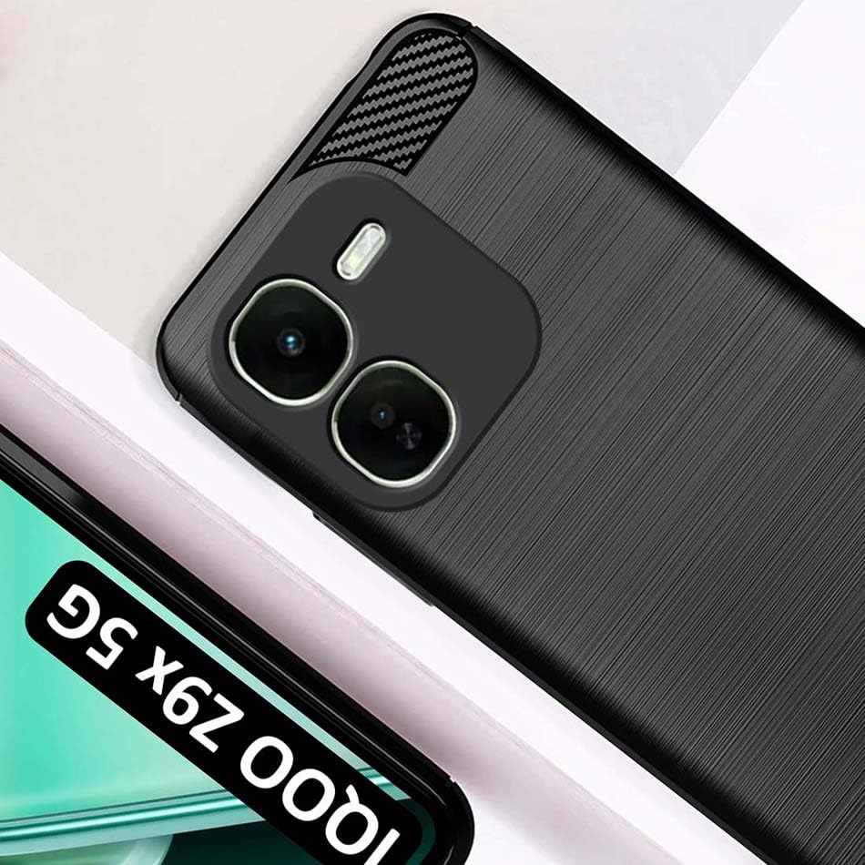 Image of Fashionury Back Cover for iQOO Z9x 5G | Hybrid Protection | Anti-Slip Grip | Rubber TPU Stylish Back Case for iQOO Z9x 5G (Black)