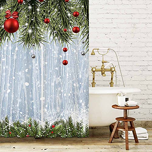 Shengjun 72X72 Winter Christmas Rustic Wood Shower Curtains For Merry Xmas Bath Bathroom Snowflakes Snowy Pine Trees Decors Its Cold Outside Home Fabric Waterproof Shower Curtain Set With 12 Hooks #TOP2