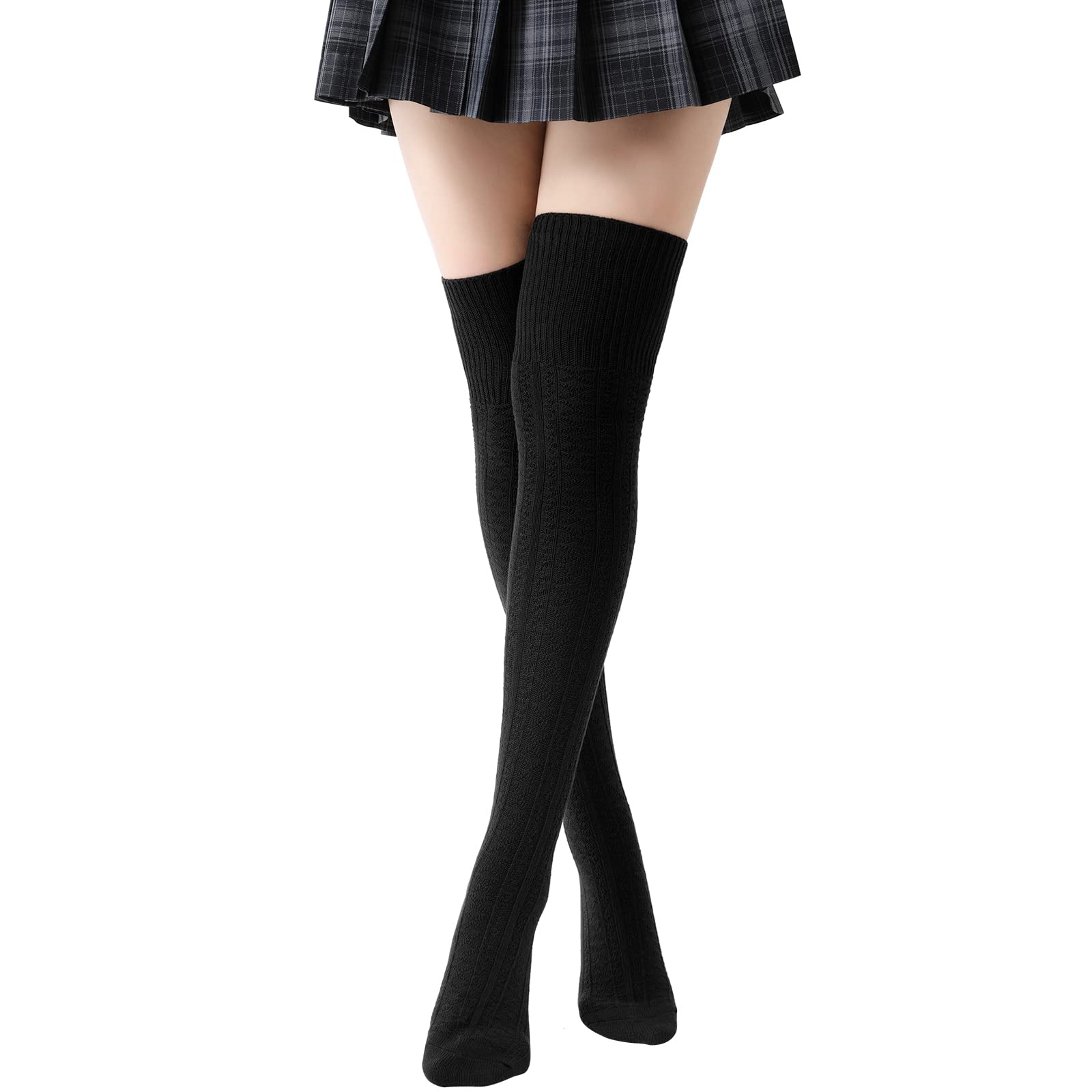 Kefiyis Kniestrümpfe Damen Overknee Strümpfe Lange Gestrickte Warme Socken Oberschenkelhohe Socken für Damen und Mädchen