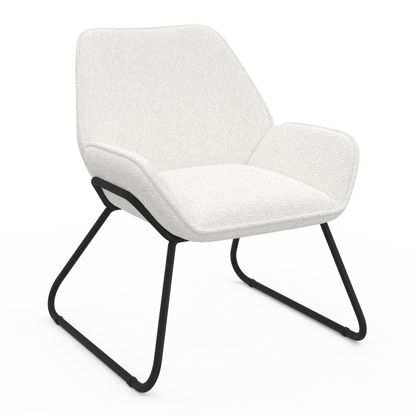 IDMarket - Fauteuil SIXTINE en Tissu Bouclette et Pieds métal Noirs