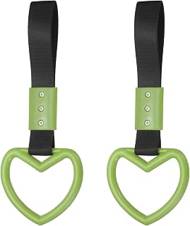 PATIKIL 2 Pcs Heart Shaped Car Handle Straps, Car Hanging Accessories Bumper Warning Ring Drift Charm for Auto Bus Decor Interior Exterior Decoration, Green (Black Strap)