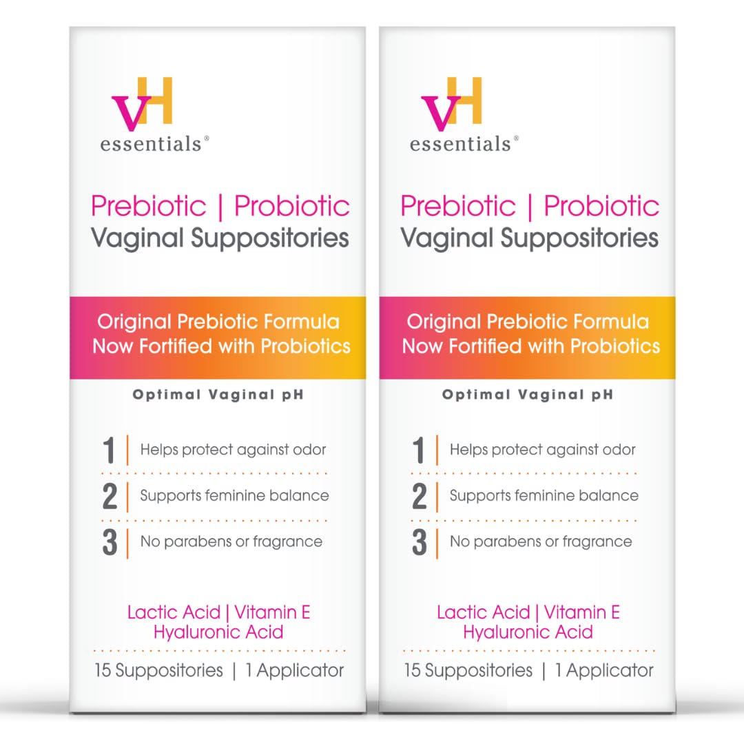 vH essentials Präbiotische pH-ausgewogene Vaginalzäpfchen, natürlicher Schutz vor Geruch, 15 Stück, 2 Stück