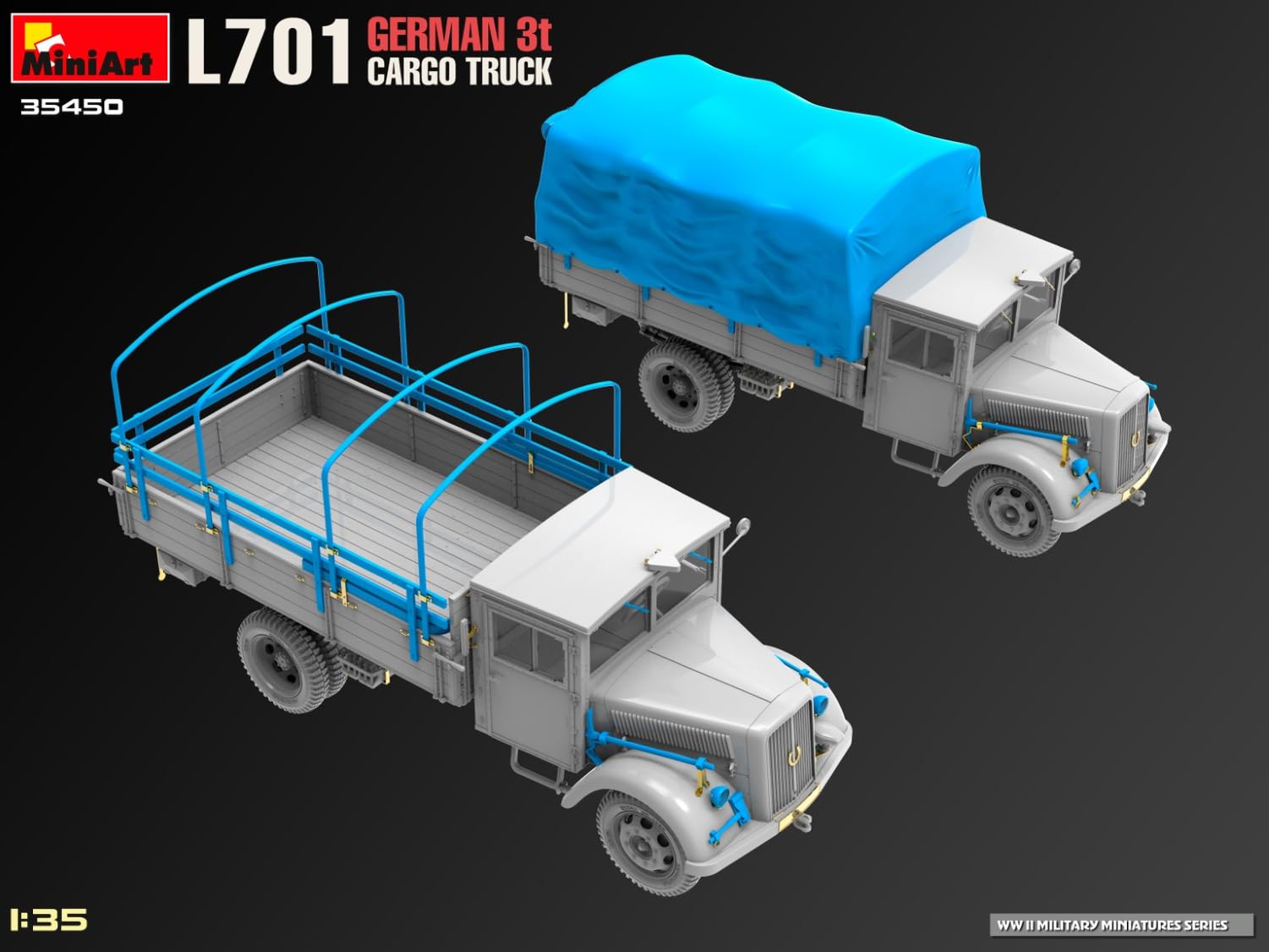 Mini Art 35450 1:35 L701 Dt. 3t Cargo Truck - wierna replika, modelarstwo, plastikowy zestaw do montażu, majsterkowanie, hobby, klejenie, zestaw modelarski, montaż, nielakierowany