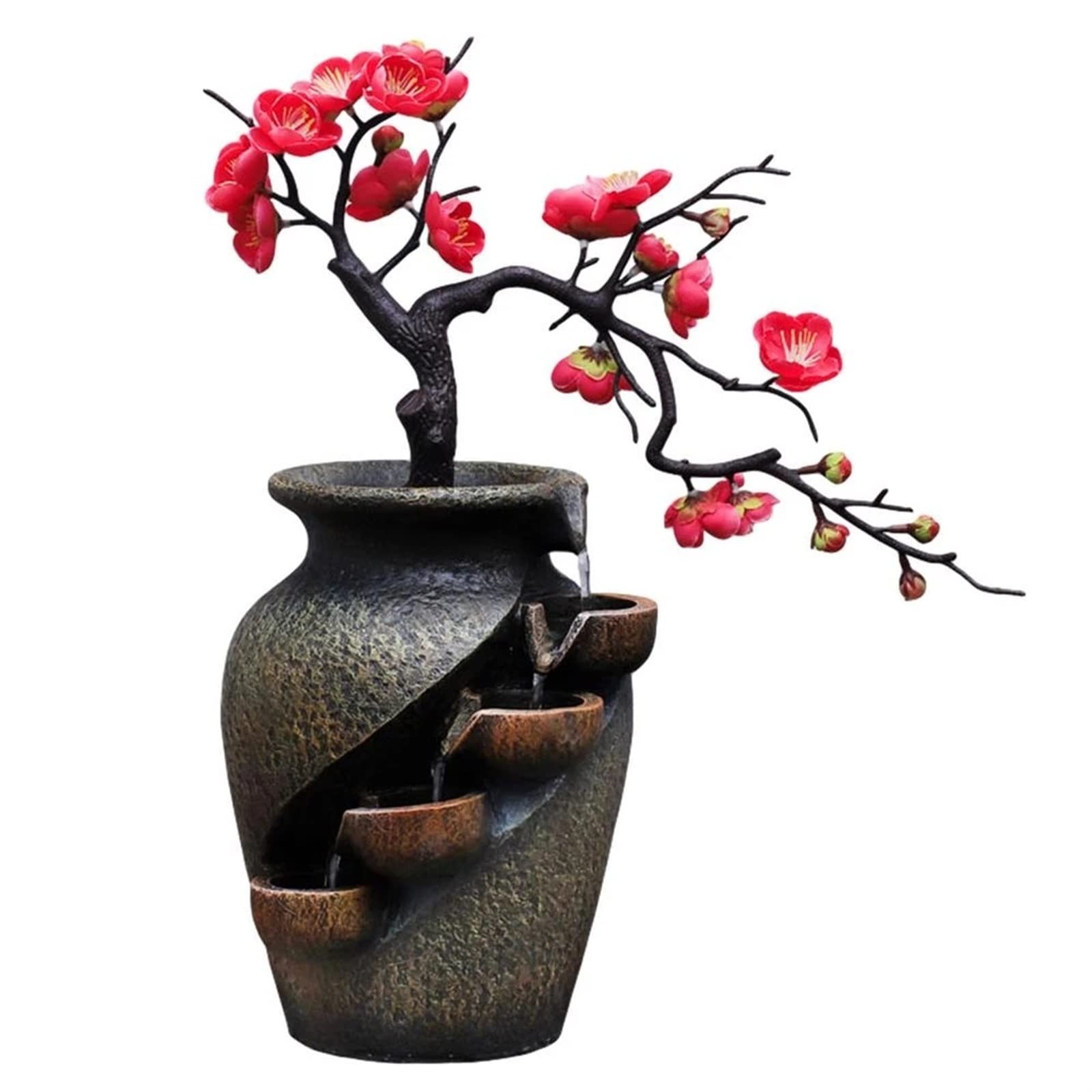 Fontana d'Acqua Corrente Tavolo for Interni Ornamento Paesaggio Casa & Giardino Vaso for Piante Simulazione Fontana Cascata Artigianato in Resina