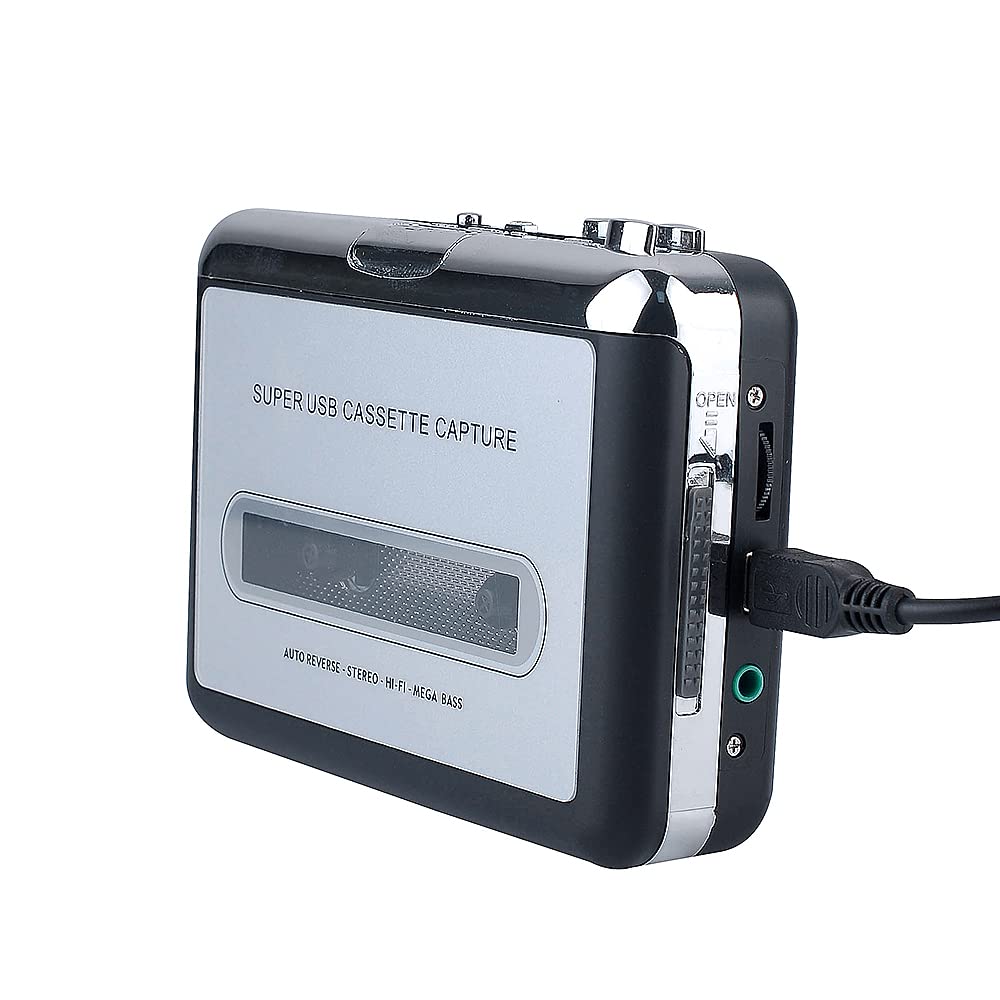 Convertisseur de Cassette vers MP3/CD, Lecteur de Cassette Portable, Sortie pour Casque, Haut-Parleur avec Plug N Play et Manuel D'utilisation, Facile à Utiliser