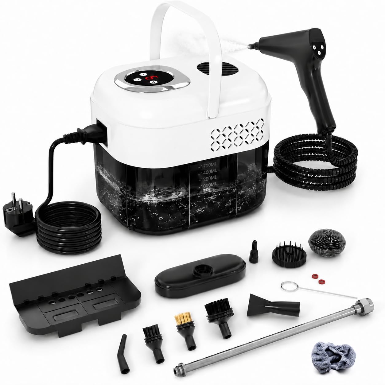 1500W Dampfreiniger Handgerät mit 1,8 L Wassertank, 6-Stufen