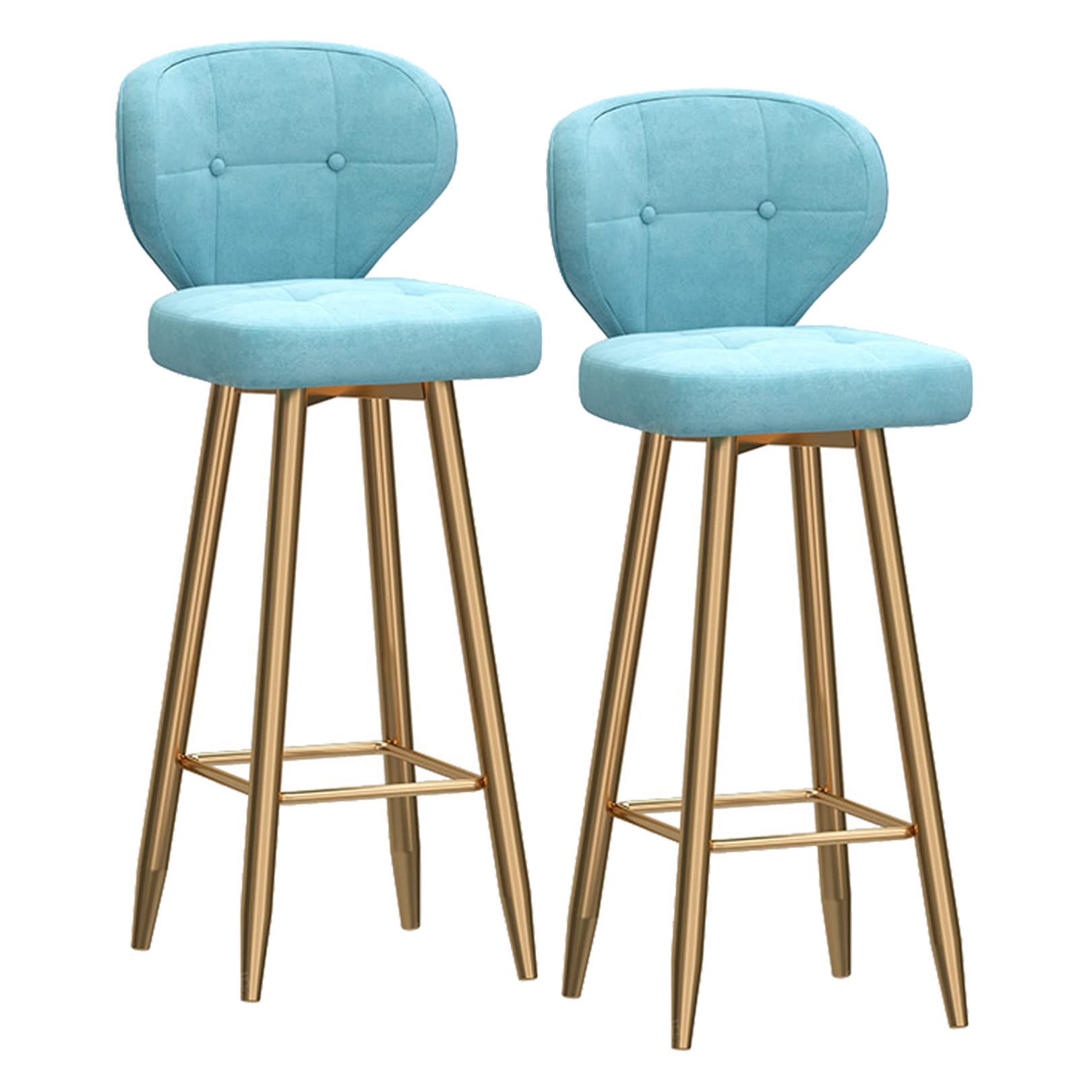 Tabourets de bar en velours haut de gamme avec dossier ergonomique et piétement doré robuste