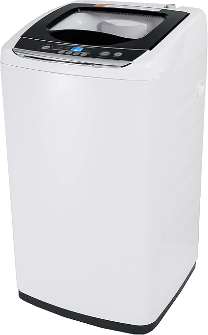 BLACK+DECKER 0.9 Cu. Ft. Portable Washer, 6.6 lb. Capacity Washing Machine for Homes & Apartments, 5 Wash Cycles, Quick Connect Sink Adapter and Drain Hose Included, Transparent Lid, BPWM09W, White