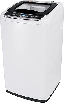 BLACK+DECKER 0.9 Cu. Ft. Portable Washer, 6.6 lb. Capacity Washing Machine for Homes & Apartments, 5 Wash Cycles, Quick Connect Sink Adapter and Drain Hose Included, Transparent Lid, BPWM09W, White