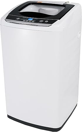BLACK+DECKER 0.9 Cu. Ft. Portable Washer, 6.6 lb. Capacity Washing Machine for Homes & Apartments, 5 Wash Cycles, Quick Connect Sink Adapter and Drain Hose Included, Transparent Lid, BPWM09W, White