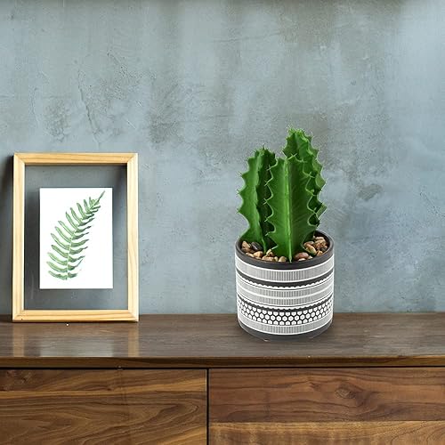 Miniatura 2 de Briful Planta de cactus artificial realista mini suculentas falsas en macetas, macetas de cerámica negra con pies, pequeñas plantas falsas
