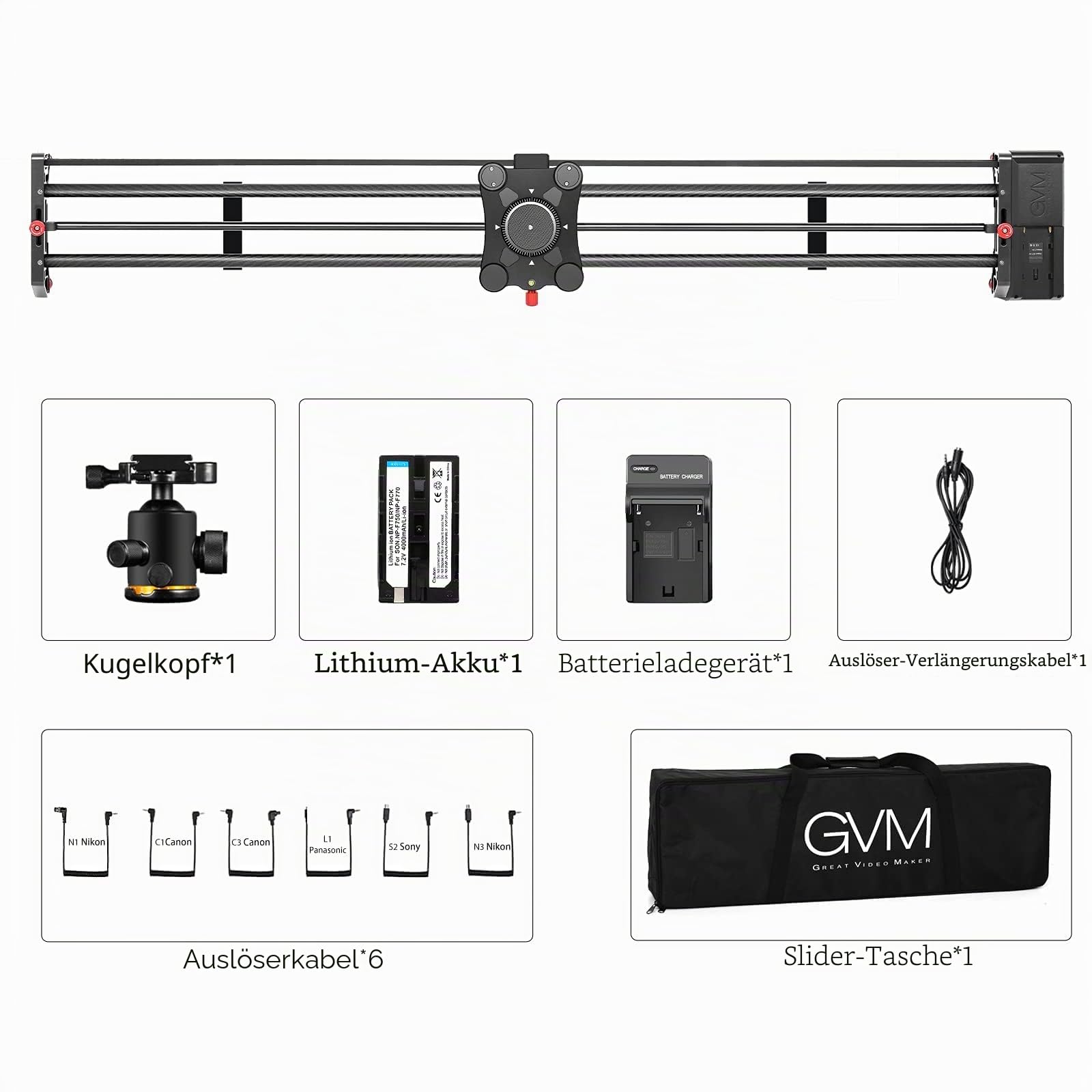 GVM Kamera Slider Motorisierter, 120cm Kamera Slider Dolly Rail mit APP Steuerung, motorisiertem Zeitraffer und Videoaufnahme Follow Focus Shot und 120-Grad-Panoramaaufnahmen, Video Schiebeschiene