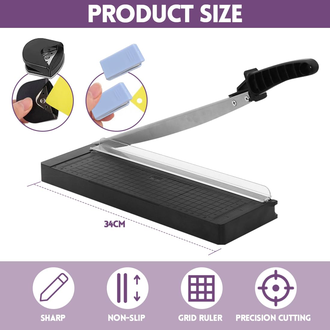 LOMUG A4 Paper Cutter, 3-in-1 Manual Paper Cutting Machine