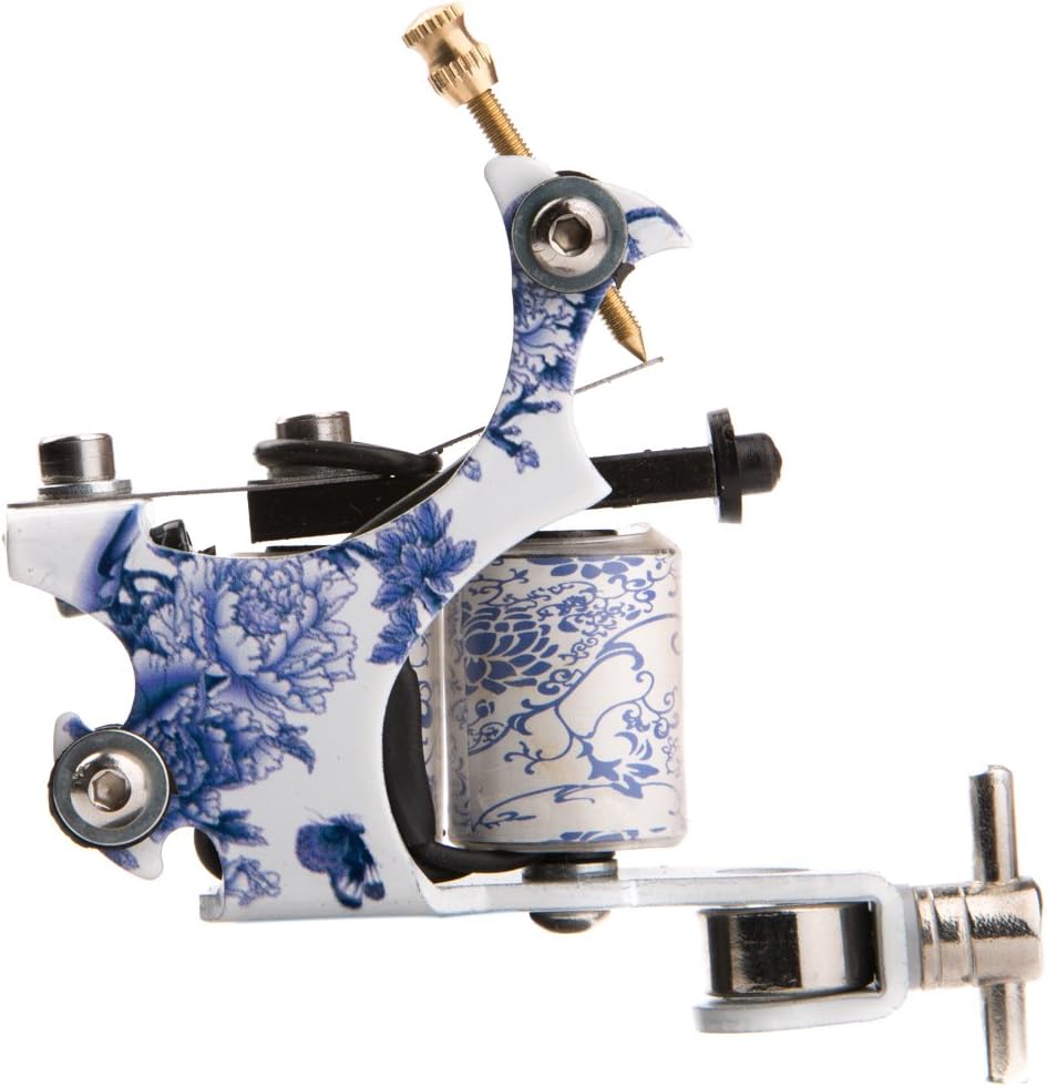 1TattooWorld (2) x Professional Cast Iron 10 Wrap Aluminum Coils Tattoo Machine Liner & Shader, White & Blue, OTW-M215-5