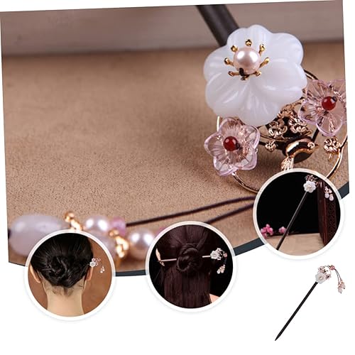 Miniatura 7 de Tiara de horquilla para el cabello, palillos japoneses, accesorios para el cabello de perlas, tocado de perlas con diamantes de imitación, palillo