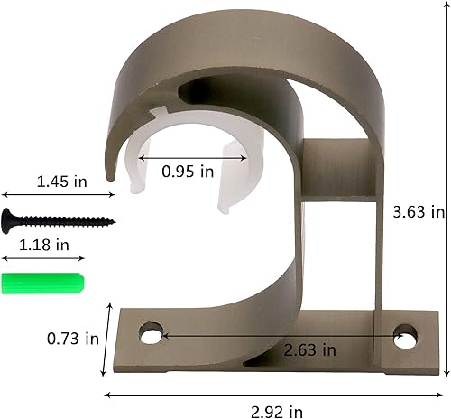 Miniatura 9 de Soporte de barra de cortina de aleación de aluminio, soporte de barra de cortina, soporte de barra de cortina, montado en el techo 2 Set (negro)