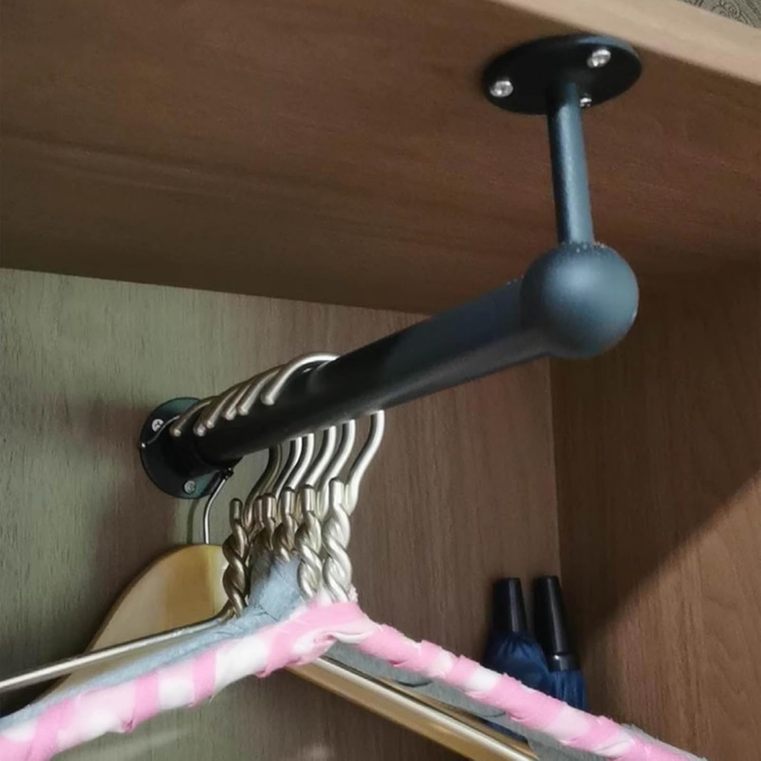 L-Shaped Stainless Steel Closet Rod Hanger Pole, Adjustable Wardrobe Rail for Clothes, 12-50 in Drying Tube, Perfect for Closet Organization and Space Saving