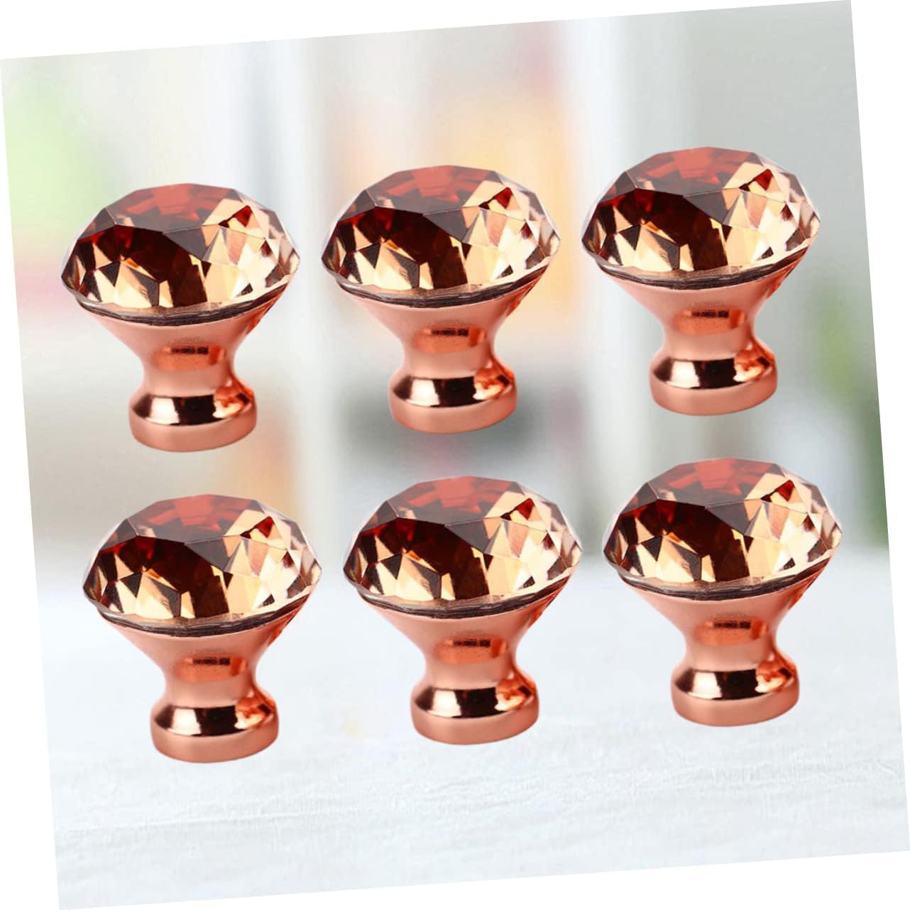 ARTIBETTER Diamond Shape Cabinet Knobs 6Pcs Crystal Drawer Pulls Handles with Screws 1.18In for Kitchen Furniture Replacement