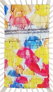 Colorful Umbrella Crib Sheets for Boys, Girls Machine Washable Soft Cozy Microfiber Fitted Crib Sheet for Standard Crib and Toddler Mattresses Boys Girls 28x52 Inch