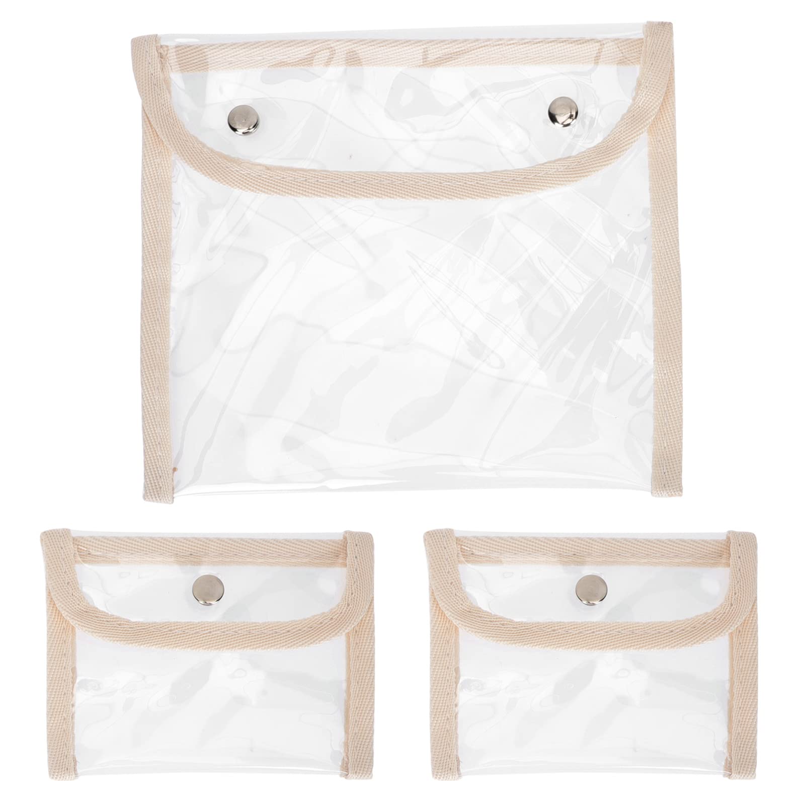 LUOZZY3 Pcs PVC Toiletry Carry Pouch Waterproof Snap Button Clear Bag Portable Storage Bag for Travel Bathroom Organizing