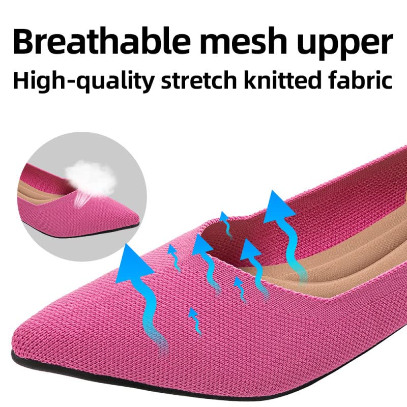 Image of Semwiss Women's Ballet Flats Comfortable Work Dressy Pointed Toe Shoes | Office-ready Comfort: Breathable Knit, Soft Memory Foam, Slip-on Lightweight, Foldable Flats for Business Casual & Formal