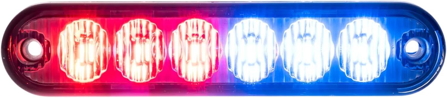 Strobes N More E6 Slim 6-LED Ultra-Thin Strobe Warning Light - 21 Flash Patterns, Synchronizable, Waterproof Primary Warning Lighthead - Amber