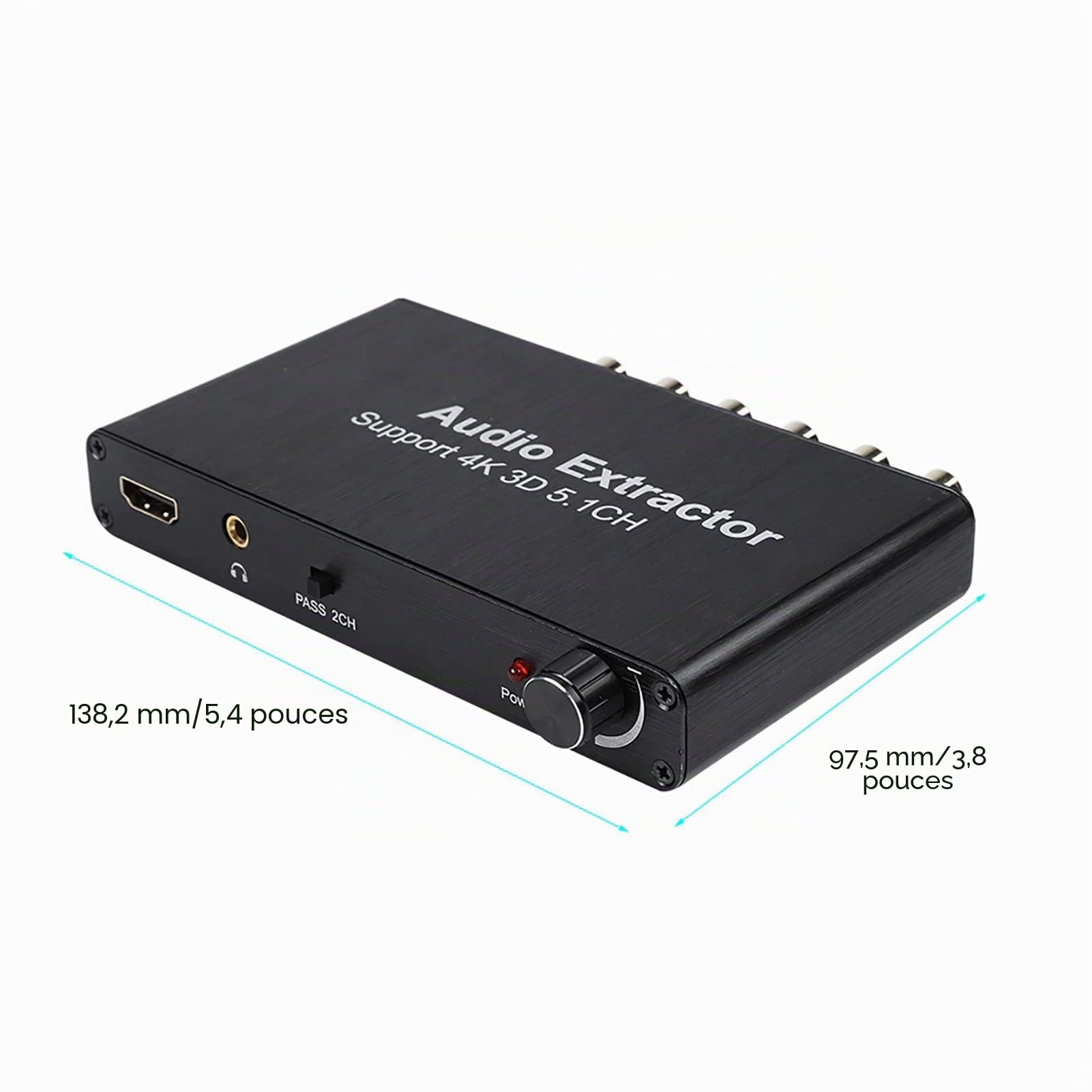 Convertisseur d'extracteur Audio HDMI 3D 4K 3D HDMI 5.1 Channel Adaptateur pour réseau/TV HD/DVD pour PS3 pour Xbox 360 100-240 V (Noir)