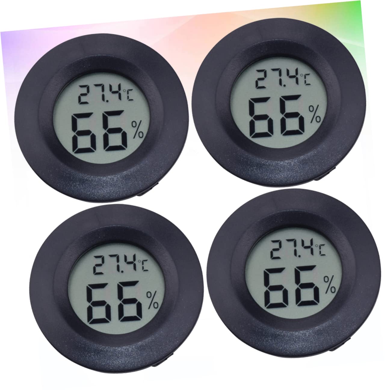 POPETPOP 12piezas Termómetro y Higrómetro Digital Para Reptiles Medidor De Temperatura y Acrílico Redondo Para Terrarios y Negro