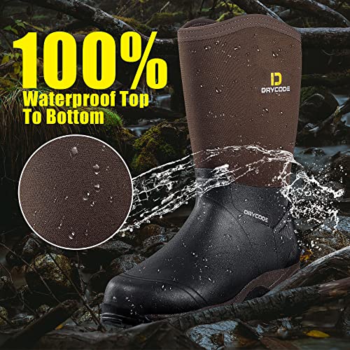 Drycode Rubber Boots For Men, 4.5Mm Neoprene Mid Calf Rain Boots, Durable Waterproof Hunting Boots(Black & Brown & Camo, Size 6-14) #TOP1
