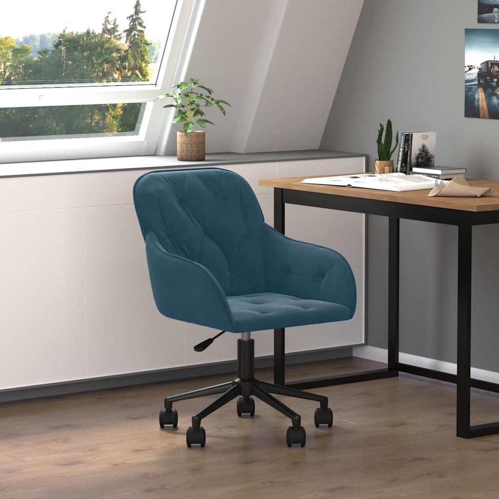 Silla de oficina giratoria terciopelo azul