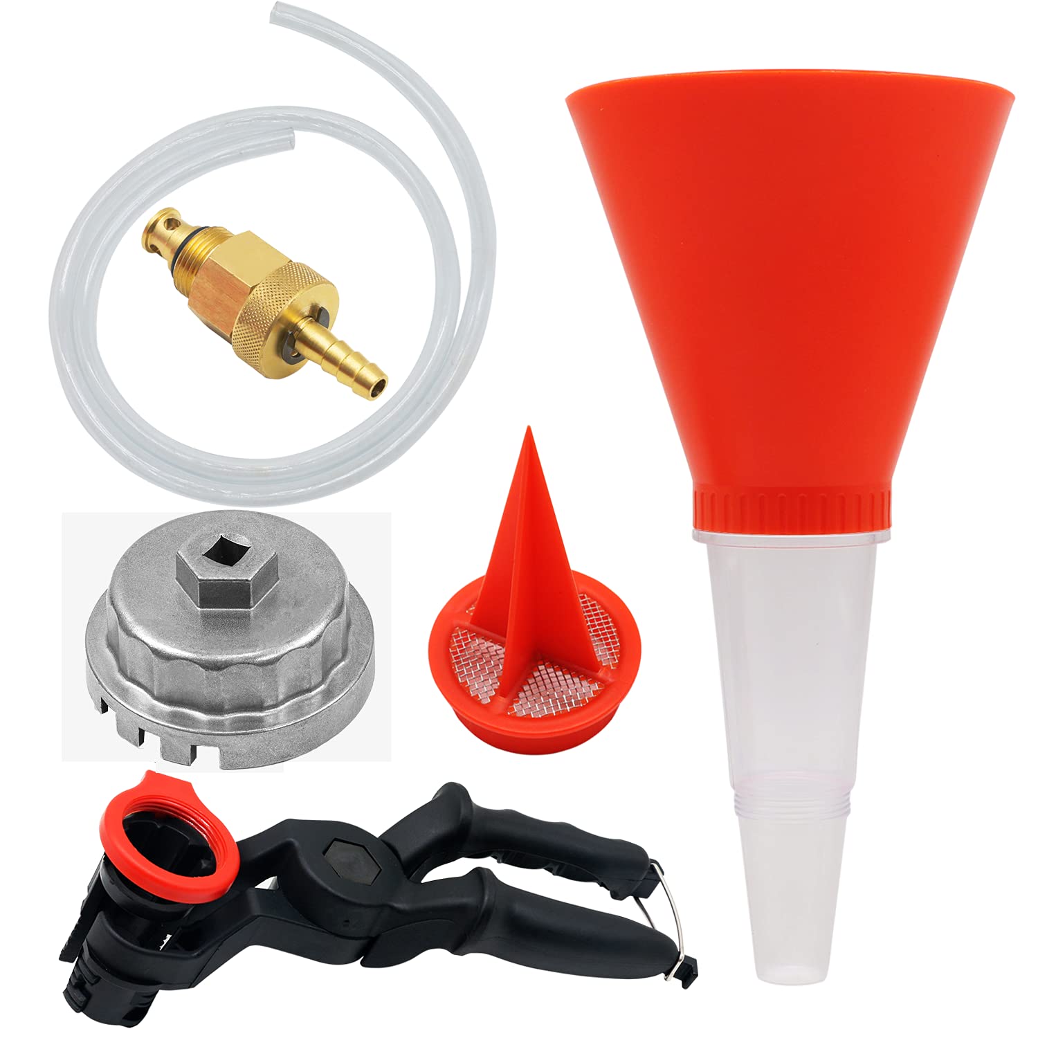 Buy Oil Filter Wrench, Engine Oil Funnel, and Drain Tool Set Compatible