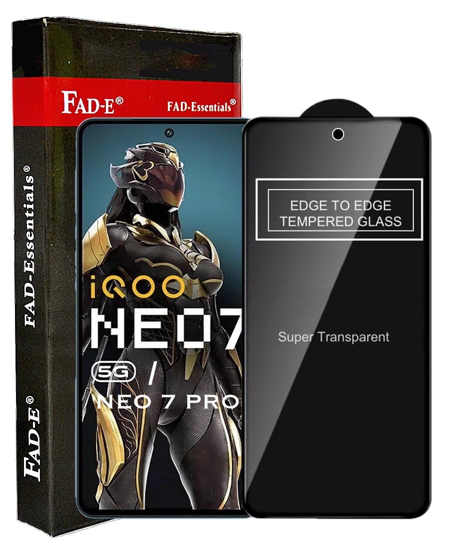FAD-E Tempered Glass Screen Protector Guard for iQOO Neo 7 5G / Neo 7 Pro 5G / Neo7 5G (Transparent), Full Screen Coverage