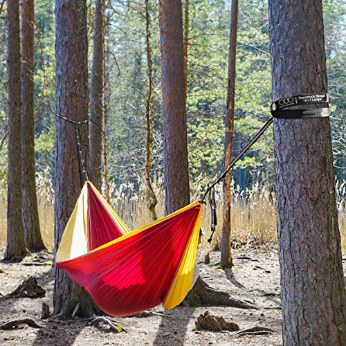 Gold Armour Hammock Straps XL, Camping Hammock Tree Straps Set (2 Straps, 2 Carabiners, Carrying Bag), 20 ft Long Combined, 36 Loops, Must Have Accessories & Gear (Black with White Stitching) - Thumbnail 4