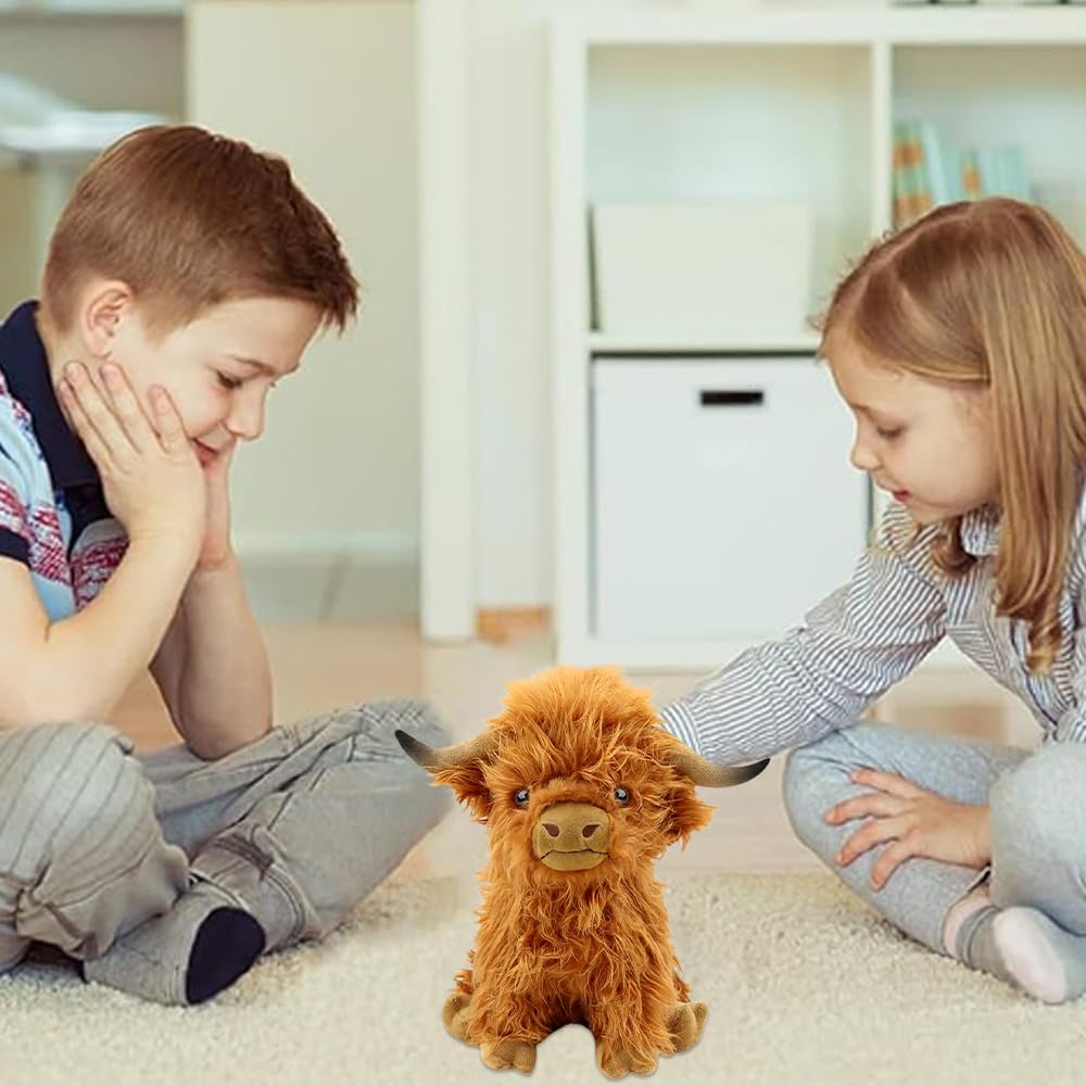 RFJYGWQM Highland Cow Plush, Highland Bull Animal Doll, Realistic Cow Scottish Doll,Soft Cuddly Plush, Farm Toy Gift For Mom - Image 4