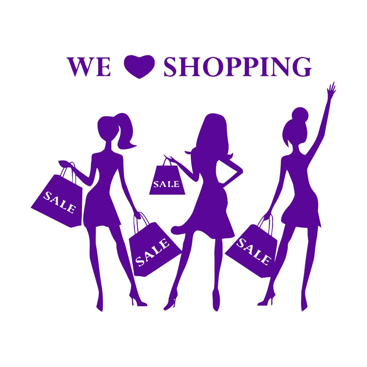Shopping Mall Sale Silhouette Wall Decals Fashion Woman Vinyl Window Stickers for Shops Girls Bedroom Decal Home Decoration Small - 42x50cm