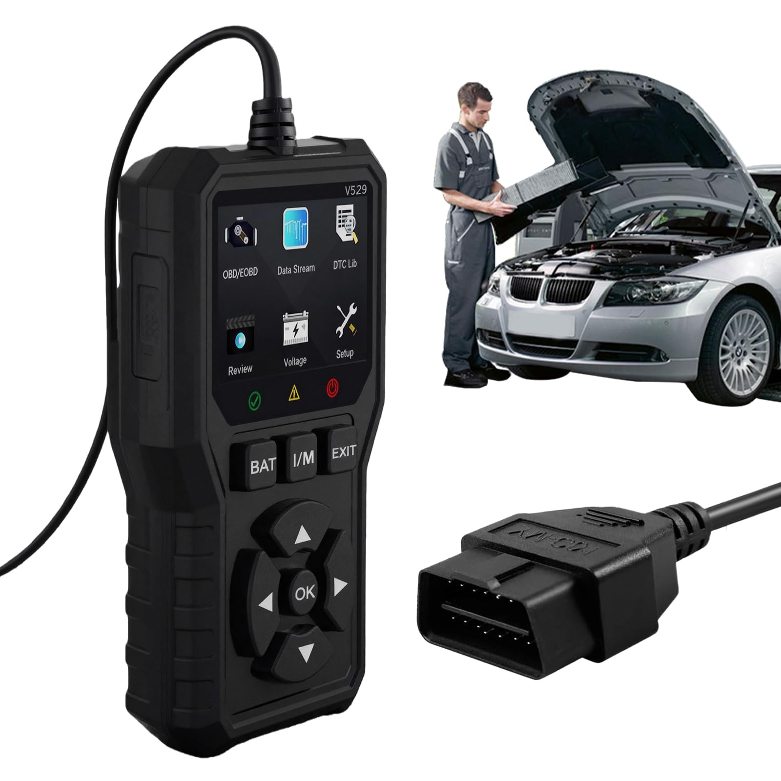GOMETY - Tester diagnostico OBD2, diagnosi auto OBD, lettura memoria errori, dispositivo universale per auto, lettore di codici errori motore con dati in tempo reale, dispositivo di lettura codici