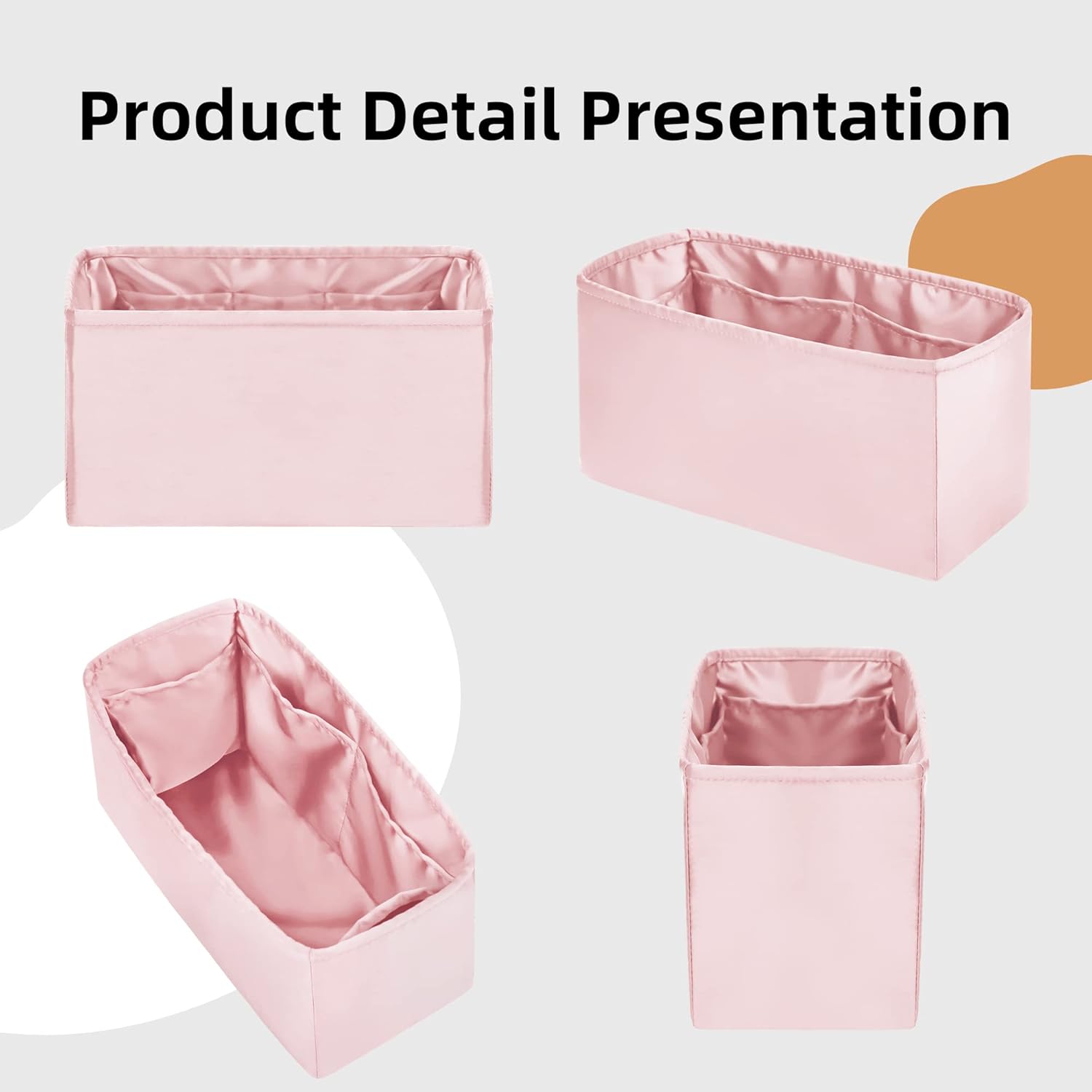 DGAZ Silky Purse Organizer Insert for Chanel Deauville Canvas Bags,Luxury Handbag & Tote Organizer,Simplicity bag organizer (Pink,S)