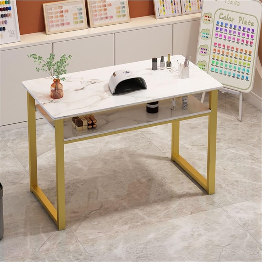 Scrivania portatile per manicure professionale in marmo spaziosa postazione di lavoro per salone e spa, per casa e ufficio (80 cm), ideale per tecnici delle unghie