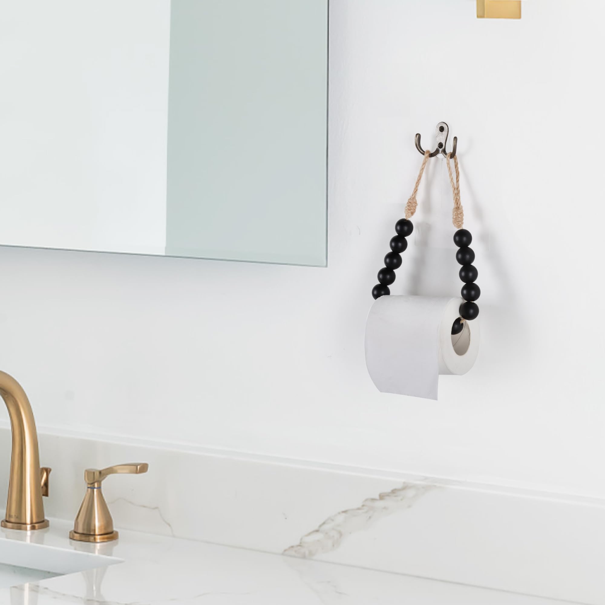 Toilet Paper Holder Wood Bead Toilet Paper Roll Holder, Black — Amazon image 7