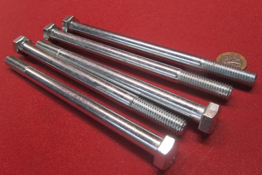 Class 8.8 Zinc Plated Steel Hex Head Bolt PT M12 x 1.75 mm x 180 mm Long 5 pcs. Silver Bolt-2628-21-12 0
